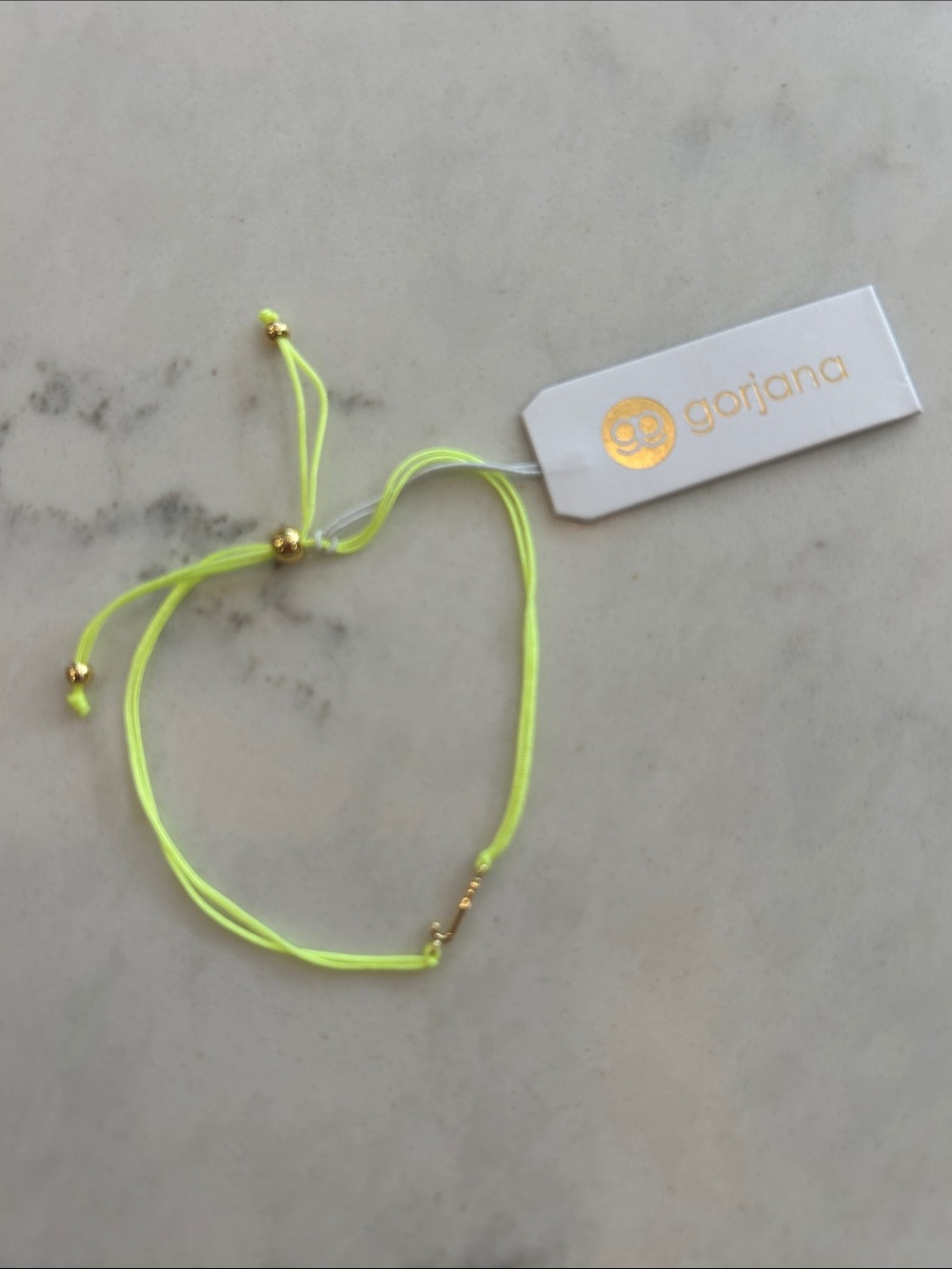 Gorjana Neon Yellow Cord Bracelet with Gold Bead Accents initial J